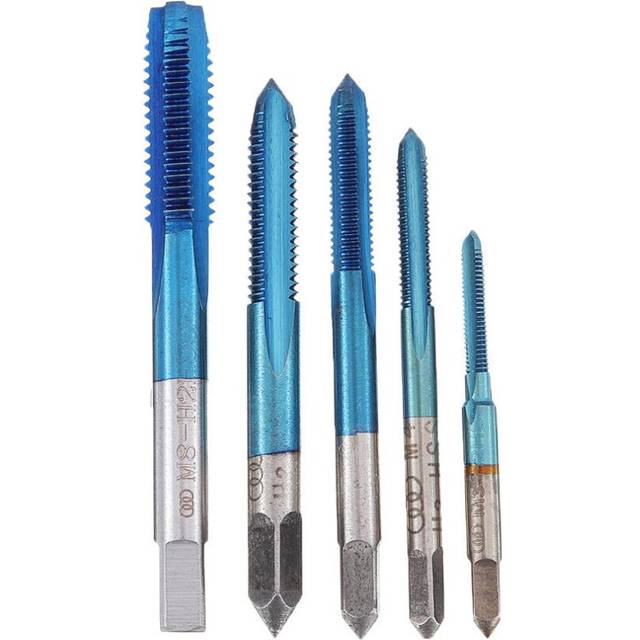 5Pcs M3-M8 Blue Coated Machine Screw Tap Drill Set Straight Flute Metric Thread Tap Drill Bit