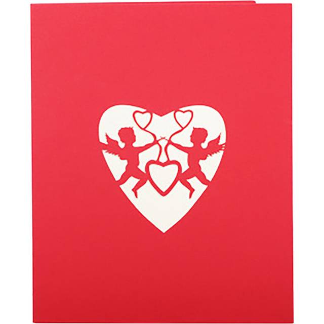 2PCS  Valentine Day 3D Greeting Card Vintage greeting cards Cupid Heart Romantic Love Blessing Greeting Card Handmade Paper