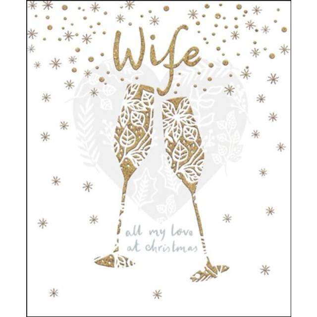 Wife Gold Glitter Emma Grant Christmas Greeting Card Beautiful Xmas Cards