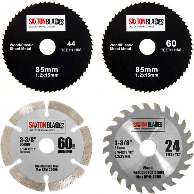 Saxton 85MXB TCT Tile HSS Circular Saw Blades 85mm (Pack of 4)