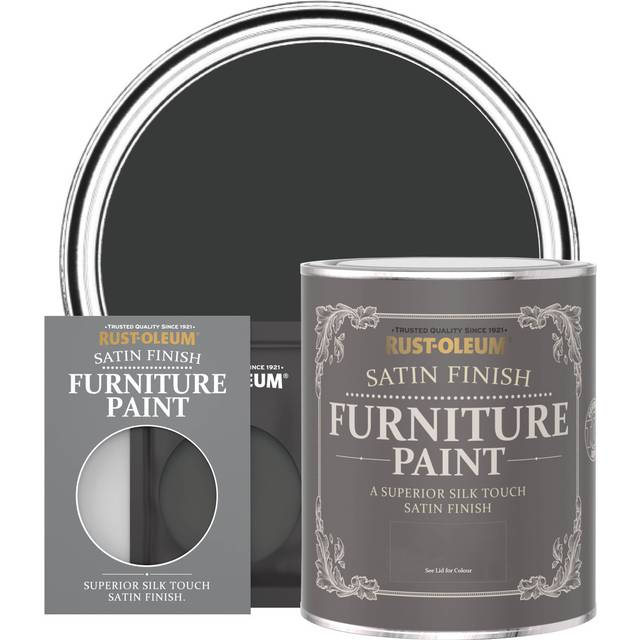 Rust-Oleum Satin Furniture Paint - NATURAL CHARCOAL (BLACK) - 10ml - Black