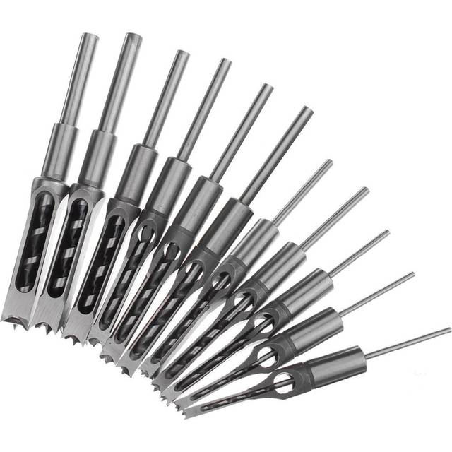 11pcs 6-19mm Woodworking Drill Bit Square Hole Chisel Mortising Kit Tenon Wood Tool