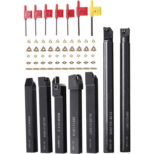 Drillpro CT-12 50pcs Carbide Inserts with 7pcs 12mm Shank Lathe Turning Tool Holder DCMT070204 CCMT060204 MGMN200