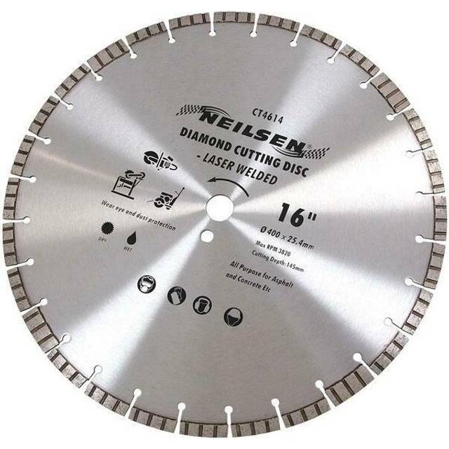 Diamond Cutting Disc 16 In for Asphalt, Concrete, Steel (Genuine Neilsen CT4614)