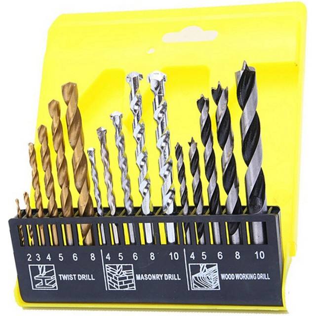 Multi Metric Drill Bits 16Pcs, HSS Twist Drill Bits 6Pcs, Masonry Drill Bits 5Pcs, Wood Working Drill Bits 5Pcs