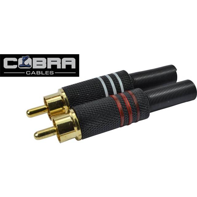 2 x Phono/RCA Plugs Gold Plated With Metal Cover Red &amp; White Coding
