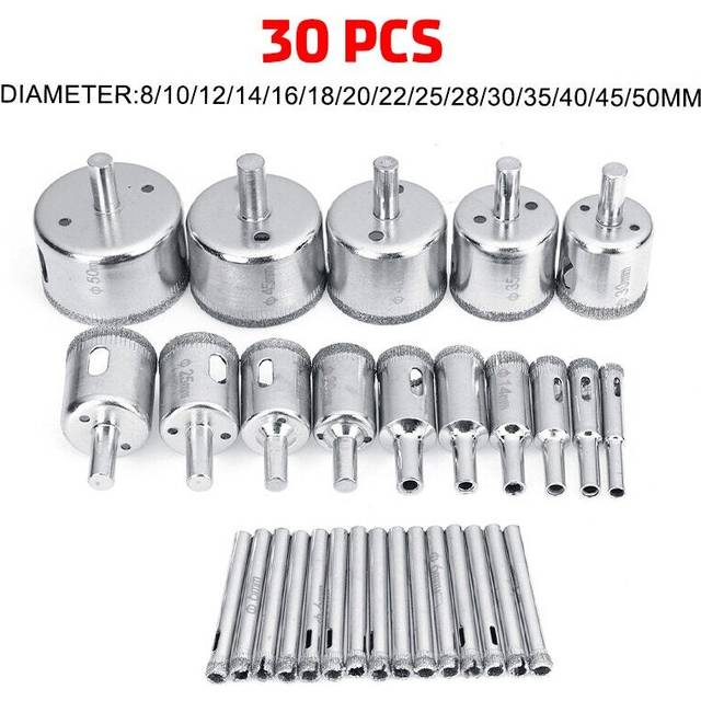 (30pcs) 5/35Pcs 6-50mm Diamond Hole Saw Drill Bit Set Tile Ceramic Glass Marble Cutter