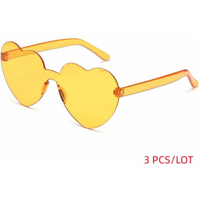 New Three Piece Love Heart Lens Sunglasses Women Transparent Plastic Glasses Style Sun Glasses Female Clear Candy Color Lady