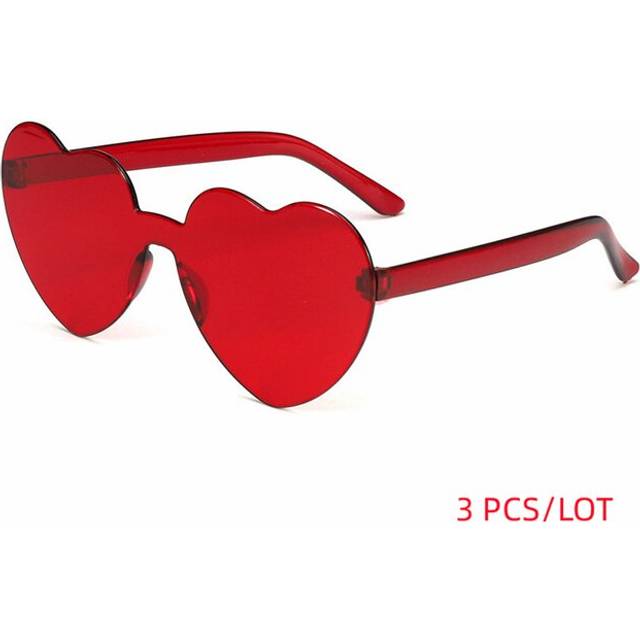 New Three Piece Love Heart Lens Sunglasses Women Transparent Plastic Glasses Style Sun Glasses Female Clear Candy Color Lady