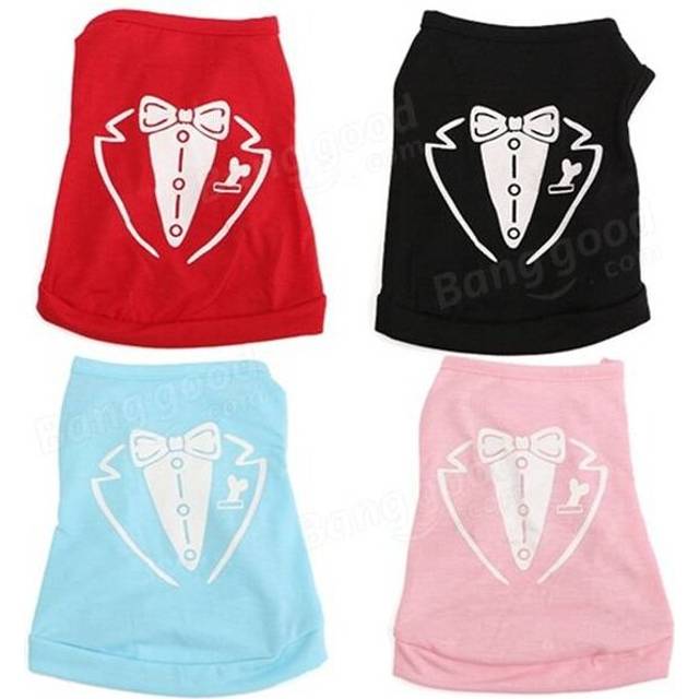 (Black, M) Summer Cat Puppy Dog Vest Dog T-shirt Costumes Apparel Tie Printed Coat
