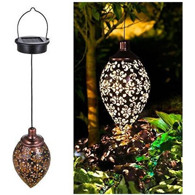 Tomshine Solar Lantern Light,Outdoor Hanging Garden Lights Metal Lamp for Patio, Patio Decor Metal Yard Art Garden Accessories Outdoor Decorations f
