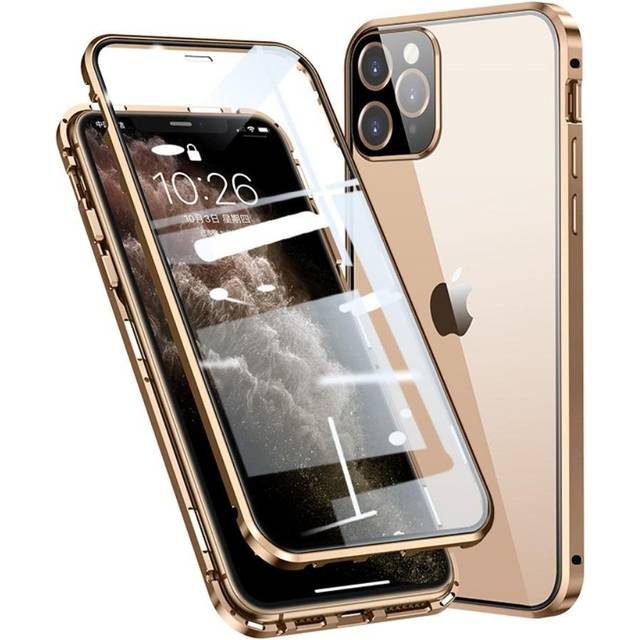 iPhone 11 Pro Max 360-graders Magnetiskt Skal med Glas Framsida och Baksida - Guld