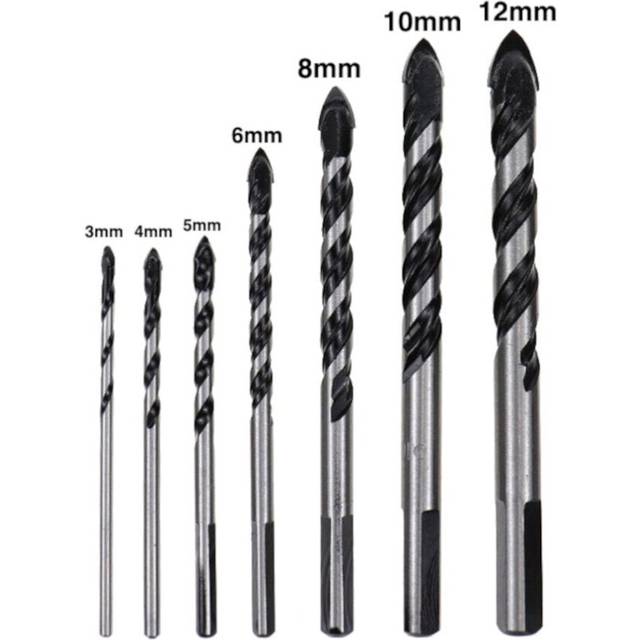 (7pcs) 5/7/9/10Pcs 3-12mm Glass Bit Twist Spade Drill Triangle Bits For Ceramic Tile Concrete Marble