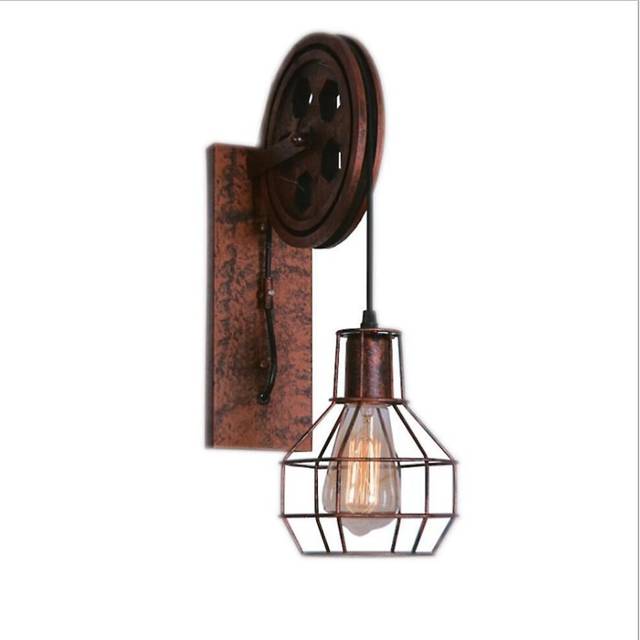 Industrial Style Retro Wall Lamp Wrought Iron Pulley Wall Lamp Restaurant Corridor Aisle Lamp