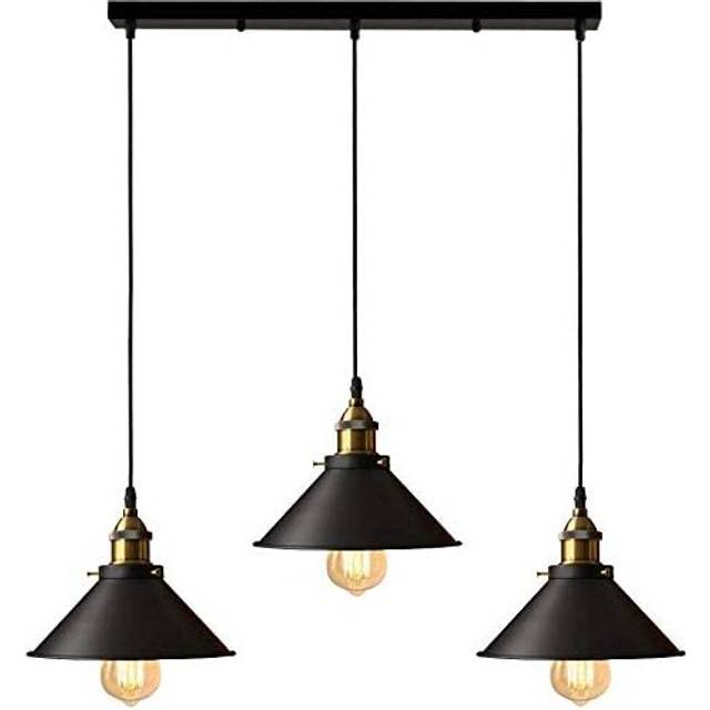 iDEGU Industrial Pendant Lamp Shapes, 3 in 1 Vintage Edison Style Metal Pendant Light Shades for E27 Ceiling Lights for Kitchen Bar Loft - Ã22cm,