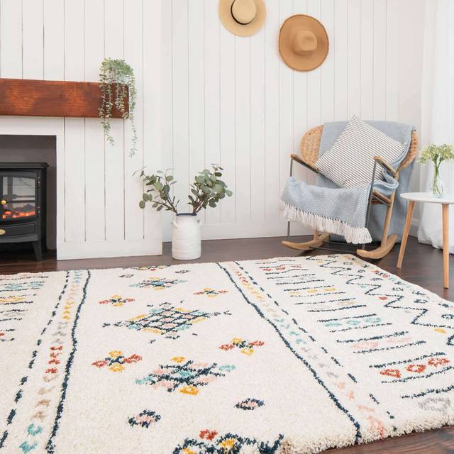 Super Soft Tribal Berber Shaggy Rug - Traveller - 80cm x 150cm - Multicolour
