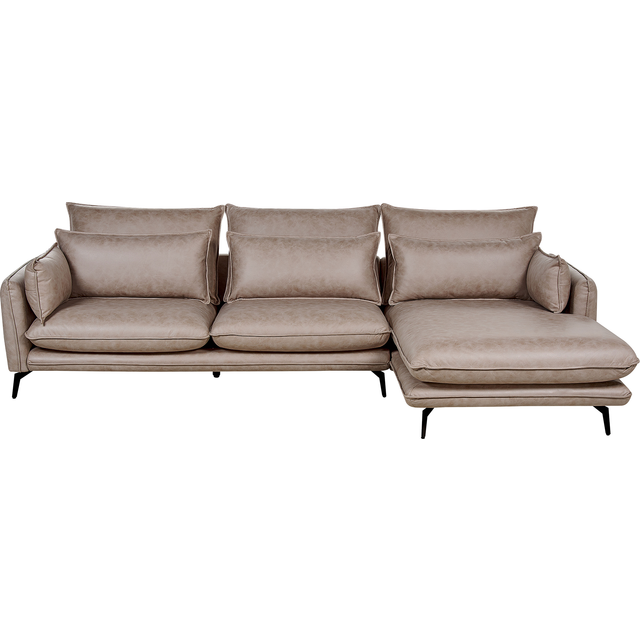 Left Hand Faux Suede Corner Sofa Light Brown GALLO