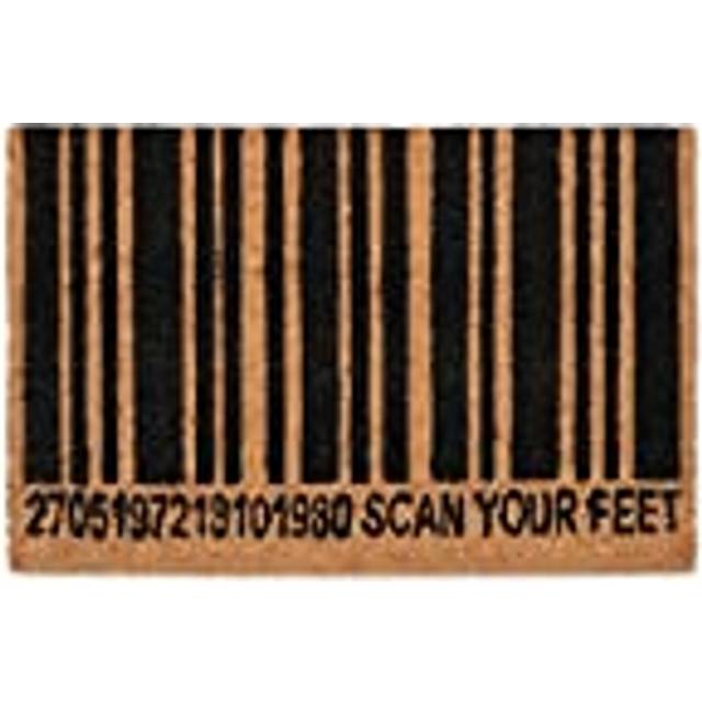 Barcode Bar Code Welcome Doormat Coir, 40 x 60 cm, Door Mat Inside & Outside, Non-Slip Wiper, Coir/Black - Relaxdays