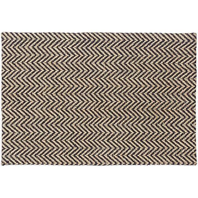 Zigzag Doormat, Jute Door Mat, Handmade Outdoors Dirt Catcher, 40x60 cm, Natural/Black - Relaxdays