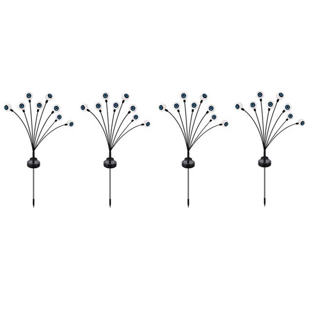 Halloween Decorations Outdoor Eyeball Lights, 4Pcs 8LEDs Solar Pathway Lights Swaying By Wind for Garden Yard Green