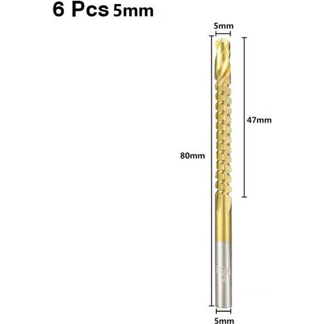 (5mm) 6pcs 3-8mm HSS Drill Bit Titanium Plating Coated Hole Saw Drill Bit Set Wood Hole Cutter Core Drill