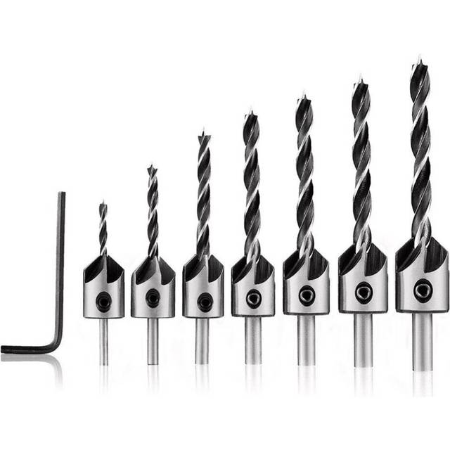 7pcs HSS 5 Flute Countersink Drill Bit Set Reamer 3-10mm Chamfer Drill Bits