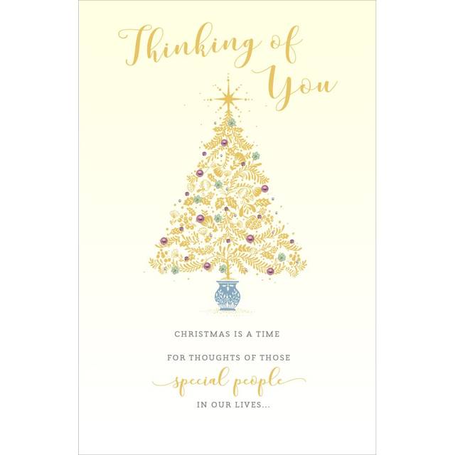 Thinking Of You Tree Traditional Christmas Greeting Card Lovely Verse Xmas Cards