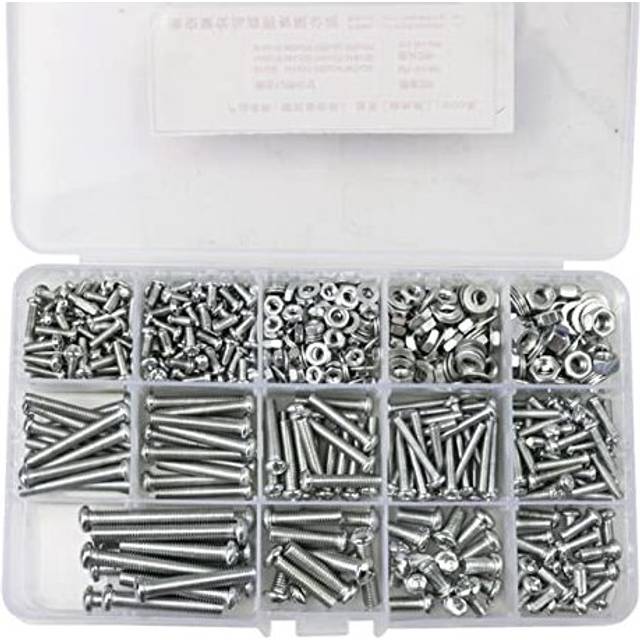 940Pcs Nuts and Bolts Set - M3 M4 M5 Galvanized Screws with Nuts and Washers Assortment Set, 304 Stainless Steel Phillips Head Screws Kit with Storage