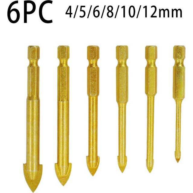 (4/5/6/8/10/12mm) 5/6/7Pcs Drill Bits 3-12mm Triangle Bit for Ceramic Wall Glass Concrete Hole Opener , Gold