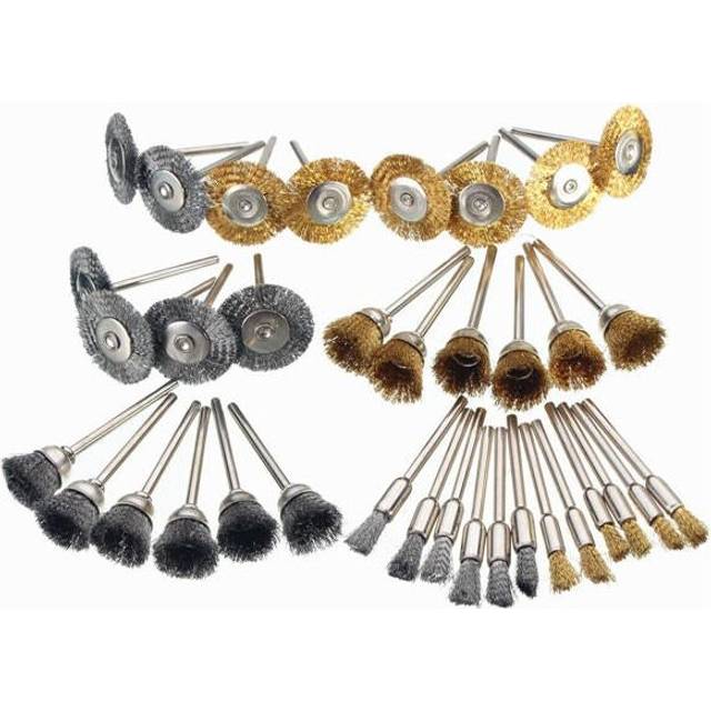36pcs 3.175mm Shank Copper Steel Wire Polishing Wheel Brush for Dremel