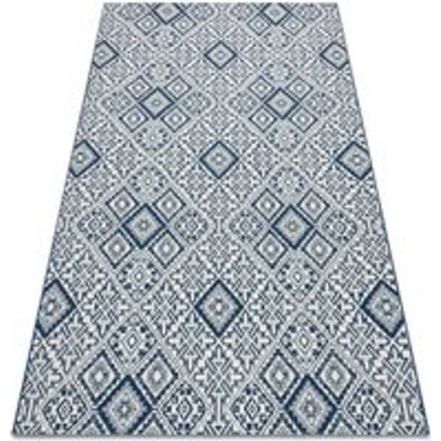 Rugsx - Carpet color 19247/699 sisal Squares Diamonds Plates Blue blue 140x200 cm