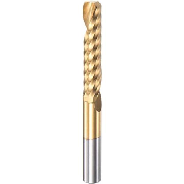 End Mill CNC Router Bit 6mm Diameter 32mm Cutting 60mm Length Titanium Plated High Speed Steel Single Spiral Flute Upcut Milling Cutter for Acrylic