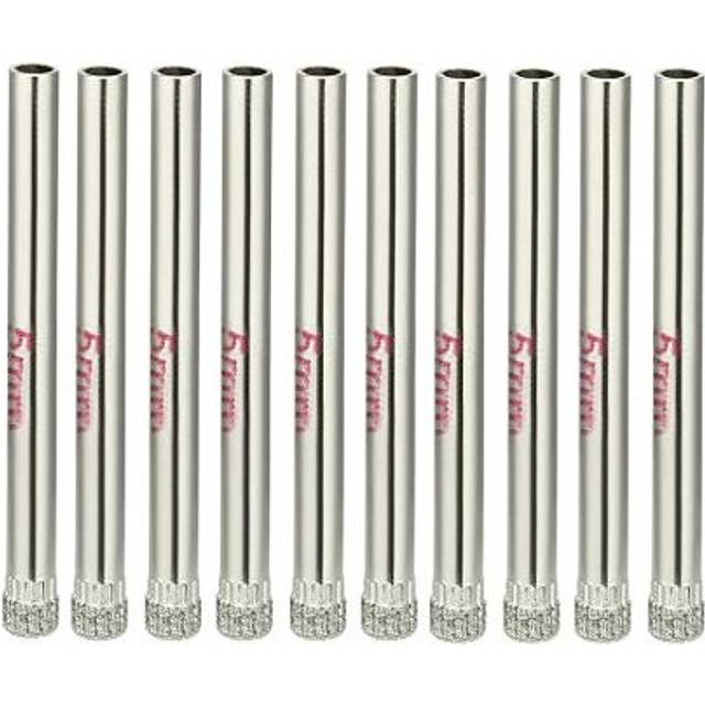 10PCS 1/5-inch/5mm Diamond Coated Hole Saw Drill Bits for Glass Ceramic Tile Marble Rock Porcelain Bottles Pots Brick