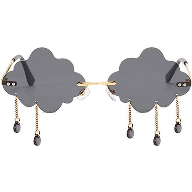 Rimless Cute Sunglasses For Women Trendy Vintage Creative 90s Sunglasses Funny Cloud Shaped Disco Glasses