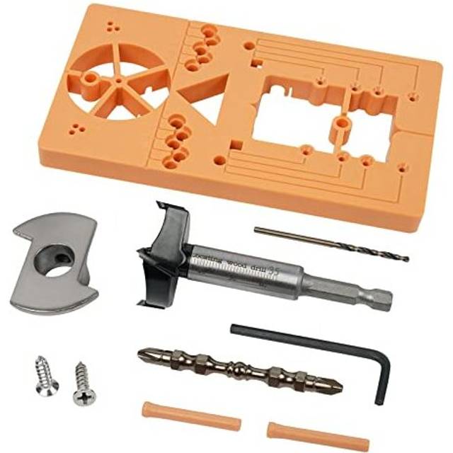 Forstner Bit Sets with Hinge Jig, 35mm Drill Guide Set, Accurate Locking Hole Guide Woodworking Tools Boring Drill for Kitchen Cabinet Cupboard Doors