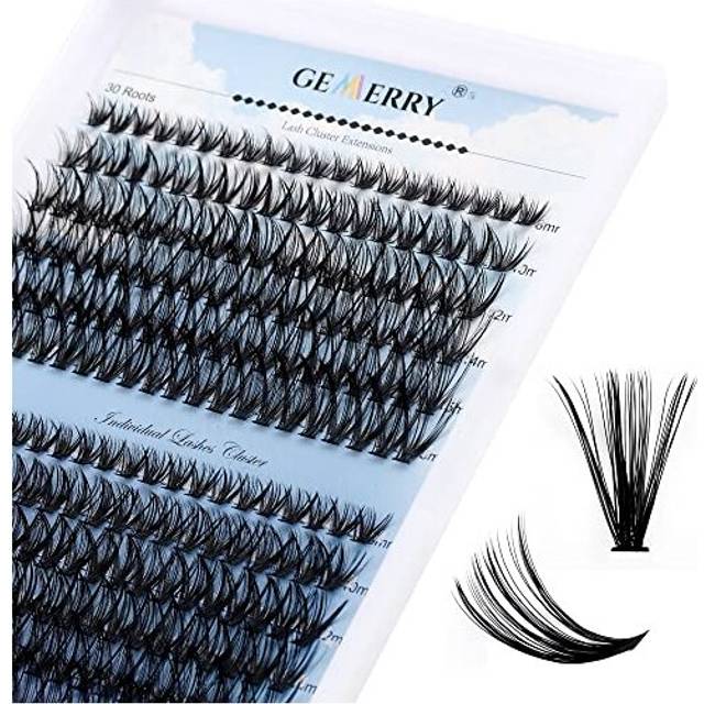 Cluster Eyelash Extensions 240pcs Cluster Lashes Individual Lashes D Curl 30D 40D 0.07mm 8-16mm Mix Ribbon Lashes Wide Stem Natural Lashes DIY Lash