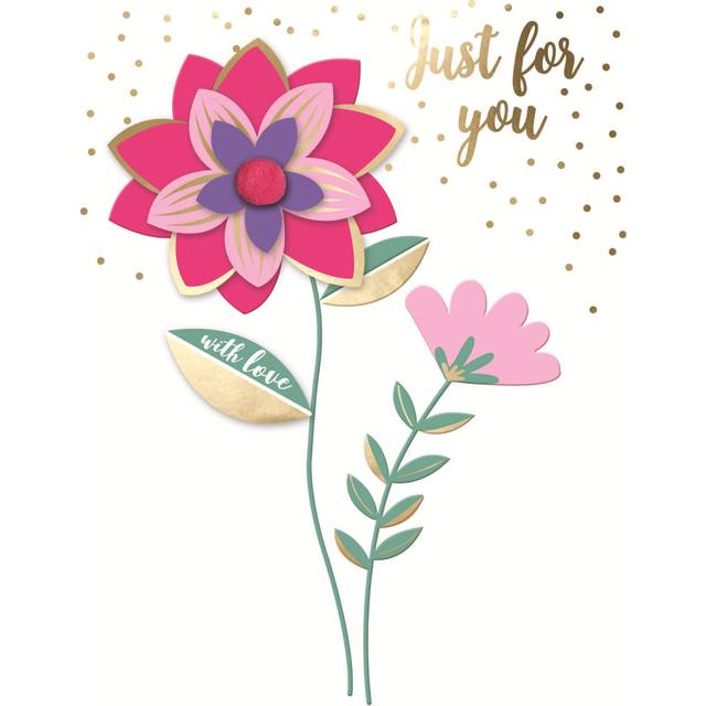 Flower Just For You With Love Embellished Birthday Greeting Card Autograph Cards