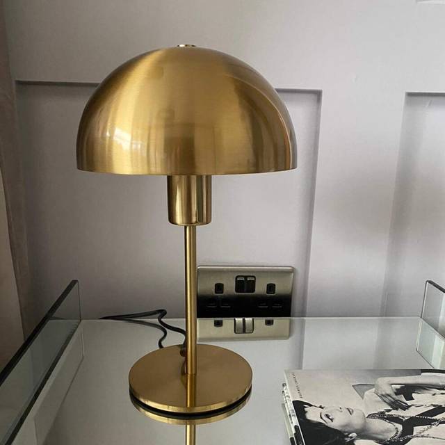 'Kelly' Brushed Gold Mushroom Table Lamp - Metallic Gold - One Size