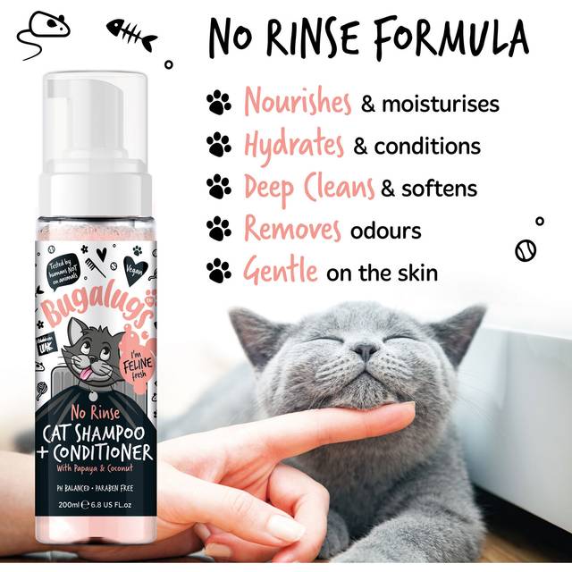 BUGALUGS No Rinse Cat Shampoo and Conditioner 200ml