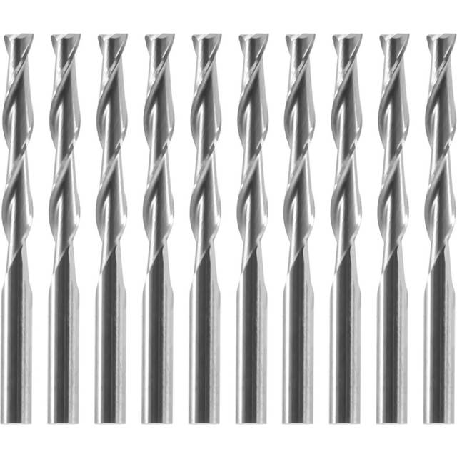 10x 1/8 inch 3.175mm Carbide CNC Double Two Flute Spiral Bits End Mill Router 22mm