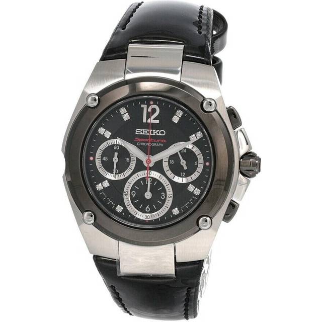 Seiko Sportura Black Dial LTHR Strap Men's Watch SRW899 - 40 mm