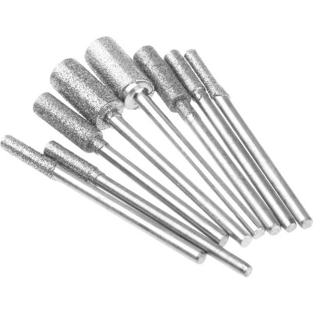 8Pcs Diamond Cutting Grinding Head Mounted Points Bit 2.35mm Shank Jade Stone Carving Polishing for Dremel Rotary Tool