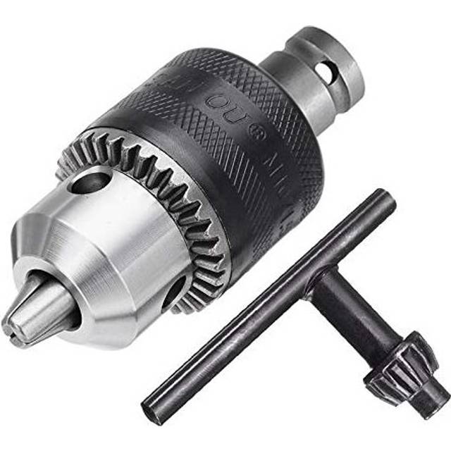 "1.5-10mm Capacity Keyed Drill Chuck with 1/2"" Square Female Adapter, Mount 3/8-24UNF Air Impact Chuck Converter Quick Change Conversion Tool with"