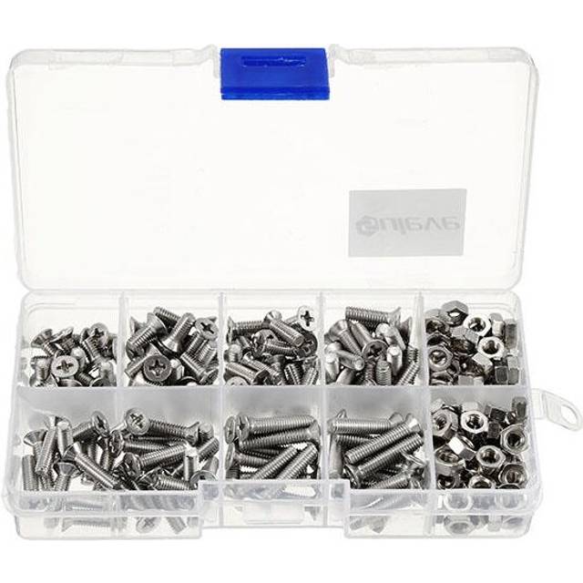 M4SP2 M4 Stainless Steel Phillips Flat Head Screws Bolts Nuts Assortment Kit 250Pcs