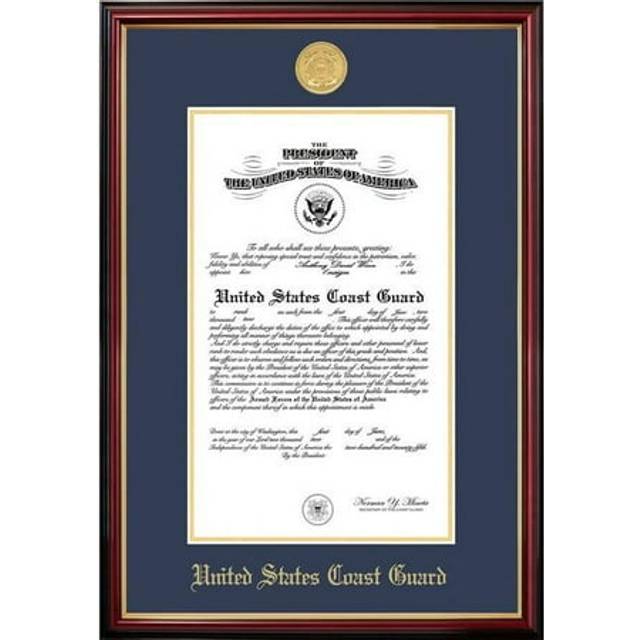 Campus Images CGCPT0018.5x11 8.5 x 11 in. Patriot Frames Coast Guard Certificate Petite Mahogany Frame with Gold Medallion