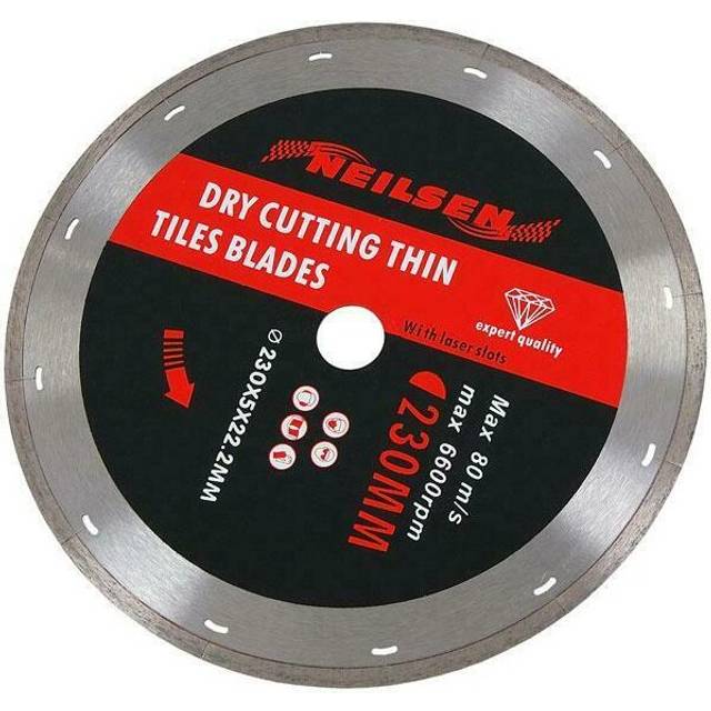 "Dry Cutting Thin Tile Blades With Laser Slots 9"" (Genuine Neilsen CT0223)"