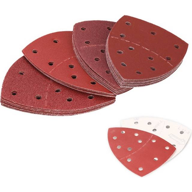 40pcs 152*105 11 Hole Triangle Palm Type Separation Sandpaper Pads Set 40/60/80/120/180 Grit Sander Disc Abrasive Fit Polishing Tools