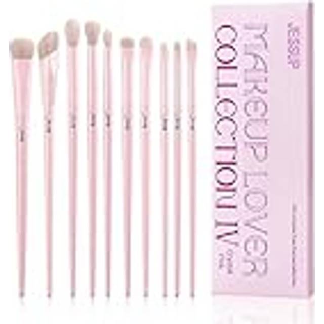 Eyeshadow Brush Set 10Pcs Pink Eye Makeup Brushes Concealer Brush Premium Synthetic Eye shadow Eyeliner Smudge Crease Blending Brush for Makeup, T496