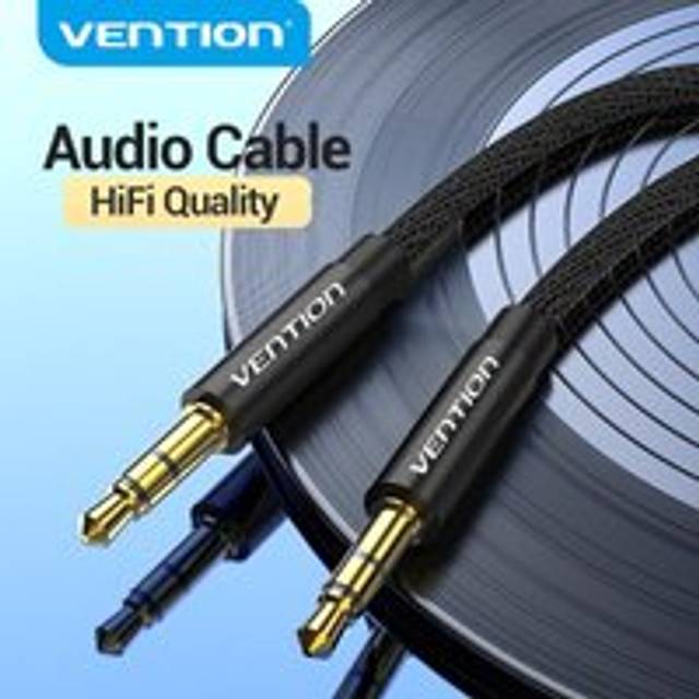 Vention AUX-kabel 3,5 hane till hane ljudkabel för bil iPhone 7 hörlurar Stereo 0,5 m 1 m 2 m 3 m kabel 1m svart