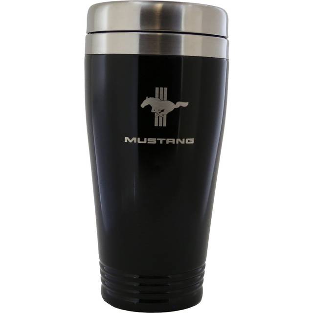 Ford Mustang Tri-Bar Black Stainless Steel Travel Mug Tumbler